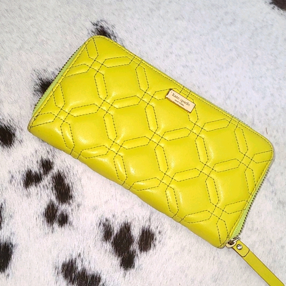 Kate Spade yellow quilted Continental Wallet